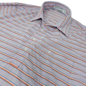 Criquet Men's‎ Polo Shirt Size Large Short Sleeve Lavender Striped